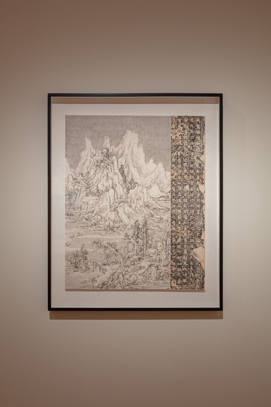 Wang Tiande, Playing with the Snow on the Boat, 2019, Ink, rubbing, and burn marks on Xuan paper.